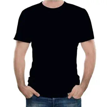 Black Polyester Round Neck Tshirts