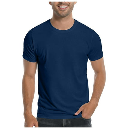Navy Blue Polyester Round Neck Tshirts