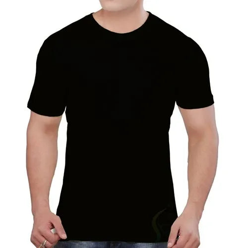Black Polyester Round Neck Tshirts