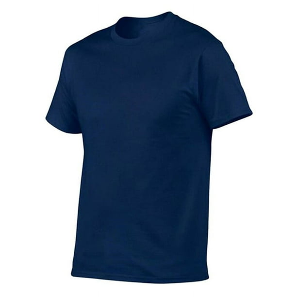 Navy Blue Polyester Round Neck Tshirts
